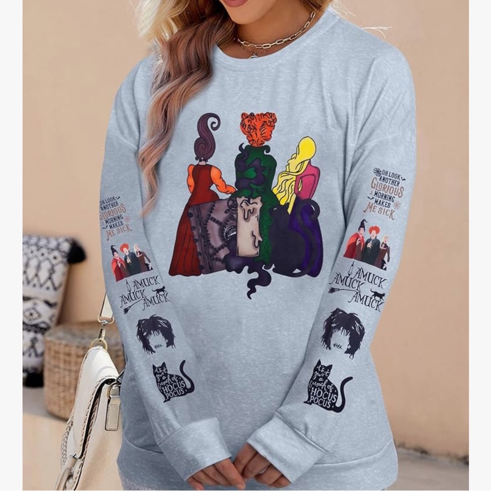 Women's hocus pocus Graphic pullover  - Light Gray